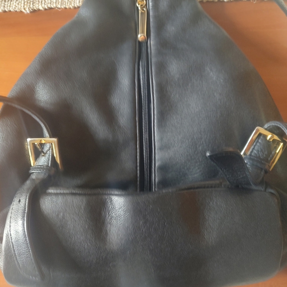 Black Leather Backpack - Picture 4 of 5